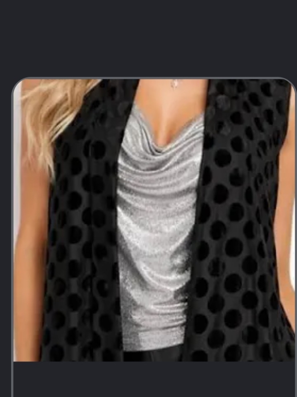 Velvet Polka Dot Open Front top with Draped Collar✨😍